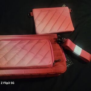 Stylish Pink Quilted Women's Bag Set